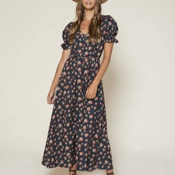 Outerknown Women's Kira Night Esalen Bloom Floral Puffed Sleeve Maxi Dress - XS